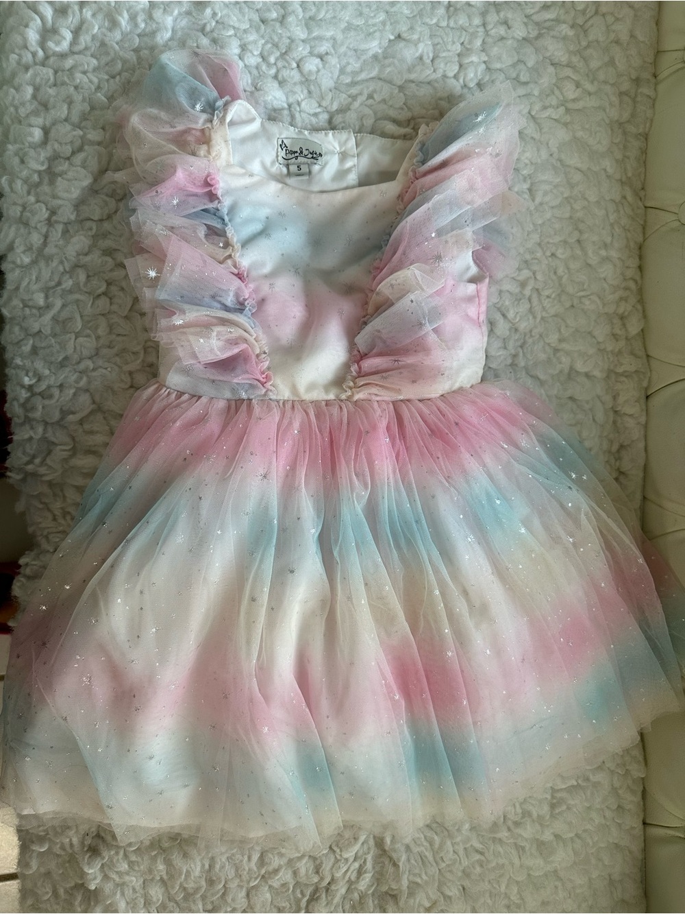 Pippa & Julie Pastel Pink Blue White Sparkle Tulle Dress